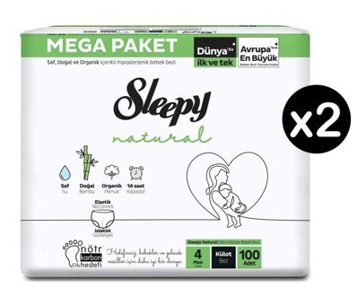 Sleepy Natural 4 Numara Organik Külot Bebek Bezi 200 adet