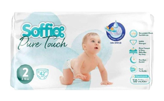 Soffio Pure Touch 2 Numara Bantlı Bebek Bezi 42 Adet