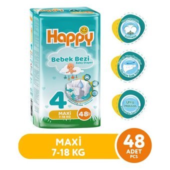 Happy 4 Numara Bantlı Bebek Bezi 48 adet