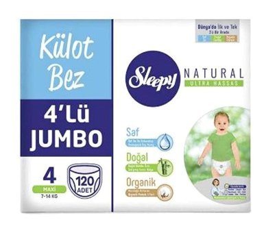 Sleepy Jumbo Maxi 4 Numara Organik Külot Bebek Bezi 96 Adet