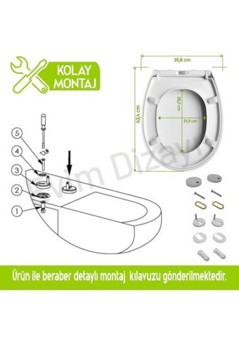 Aqua Bagno Smile Üstten Sıkmalı Yavaş Kapanan Beyaz Oval Klozet Kapağı