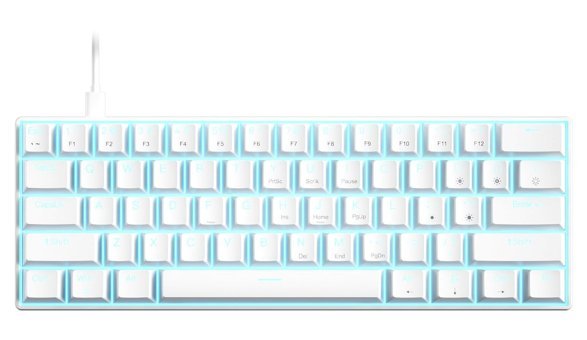 Outemu İngilizce Q RGB 61 Tuşlu Blue Switch Kablolu Beyaz Mekanik Gaming Klavye