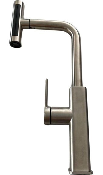 Fleko Lora Inox Spiralli Kuğu Çift Girişli Aç Kapa Eviye Bataryası Gümüş