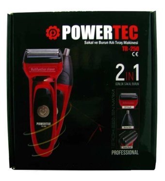 Powertec TR-250 Saç Sakal Burun 3 Başlıklı Çok Amaçlı Sinekkaydı Islak Kuru Tıraş Makinesi