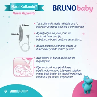 Bruno Baby Şeffaf Nazal Burun Aspiratörü+Yedek Uç 2'li