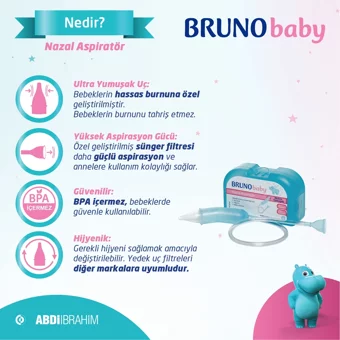Bruno Baby Şeffaf Nazal Burun Aspiratörü+Yedek Uç 2'li