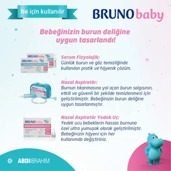 Bruno Baby Şeffaf Nazal Burun Aspiratörü+Yedek Uç 2'li