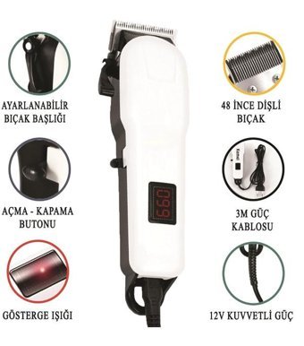 Calido Elektronik HK-700 Saç Sakal 5 Başlıklı Çok Amaçlı Sinekkaydı Islak Kuru Tıraş Makinesi