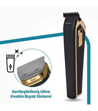 Goldmaster GM-8164 JARDİN Saç Sakal 3 Başlıklı Çok Amaçlı Sinekkaydı Kuru Tıraş Makinesi