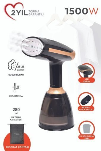 Torima Ky-003 1500 W 28 g/dk Paslanmaz Çelik Tabanlı Kablolu Buharlı Beyaz Seyahat Ütüsü