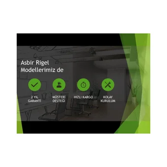 Asbir Mobilya Rigel Plus 55300 Kolçaklı Dönerli Siyah Çalışma Sandalyesi