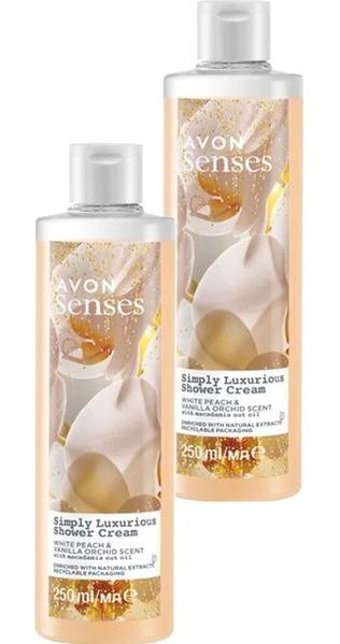 Avon Simply Luxurious Beyaz Şeftali-Vaniyla Orkide Duş Jeli 2x250 ml