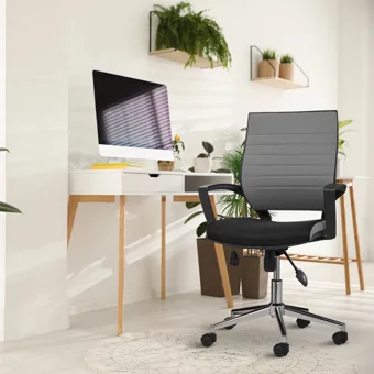 Asbir Mobilya Rigel Plus 55300 Kolçaklı Dönerli Gri Siyah Çalışma Sandalyesi