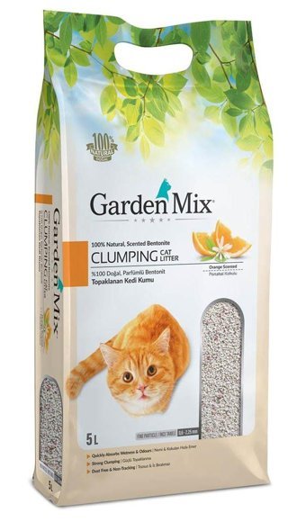 Garden Mix Portakal Kokulu Topaklanan İnce Taneli Bentonit Kedi Kumu 5 lt