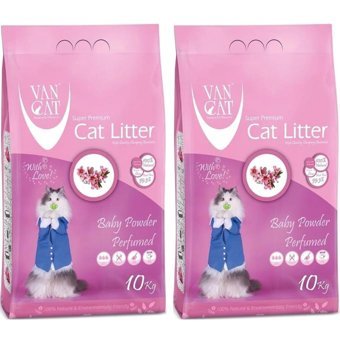 Van Cat Bebek Pudrası Kokulu Topaklanan İnce Taneli Aktif Karbonlu Bentonit Kedi Kumu 2x10 kg