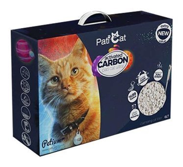 PatiCat Kokusuz Topaklanan İnce Taneli Aktif Karbonlu Bentonit Kedi Kumu 6 lt