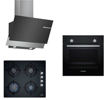 Bosch Hbf010Ba1T - Pop6C6O10O - Dwk65Ad60R Doğalgazlı Cam Klasik Ankastre Fırın Ocak 3'lü Ankastre Set Siyah