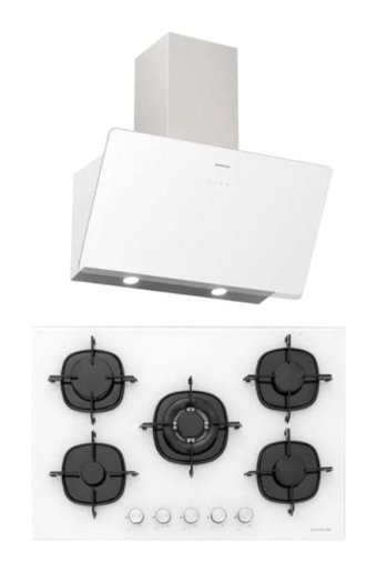 Silverline CS5365W01 - 3457 Soho 60 Doğalgazlı Cam Klasik Ankastre Ocak 2'li Ankastre Set Beyaz
