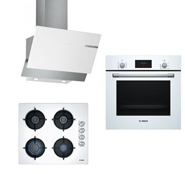 Bosch Hbf113Bv0T - Pop6C2O10O - Dwk65Ad20R Dijital Doğalgazlı Cam Klasik Ankastre Fırın Ocak 3'lü Ankastre Set Beyaz