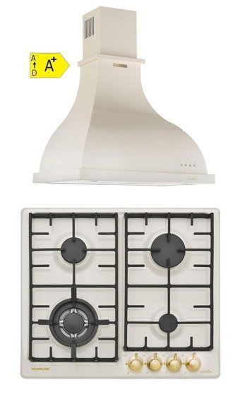 Silverline RS5322C01 - 2238 Doğalgazlı Metal Retro Ankastre Ocak 2'li Ankastre Set Krem