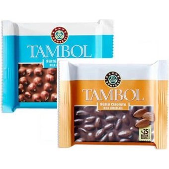 Kahve Dünyası Tambol Tablet Bademli Fındıklı Sütlü Çikolata 77 gr 2 Adet