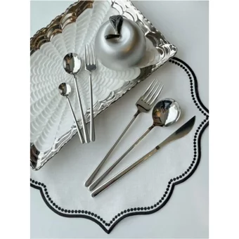 Arow Elegance Parlak 36 Parça 6 Kişilik Çatal Kaşık Bıçak Takımı Gümüş