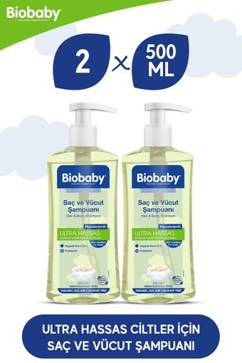 Biobaby Ultra Hassas Göz Yakmayan Hipoalerjenik Yenidoğan Alman Papatyası Bebek Şampuanı 2x500 ml