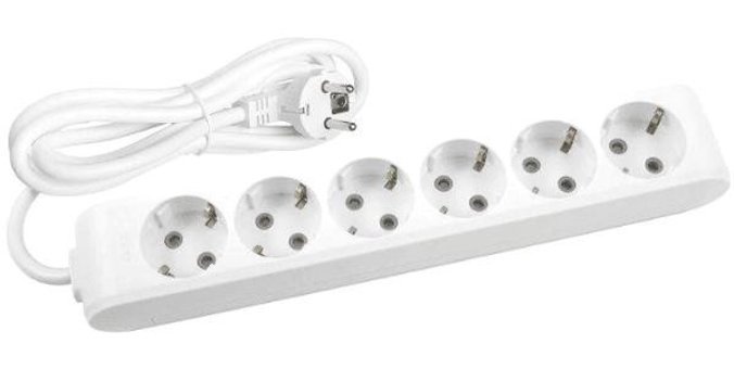 Avarson 3x1.5 TTR 3500 W Topraklı 5'li 5 m Uzatma Kablosu Beyaz