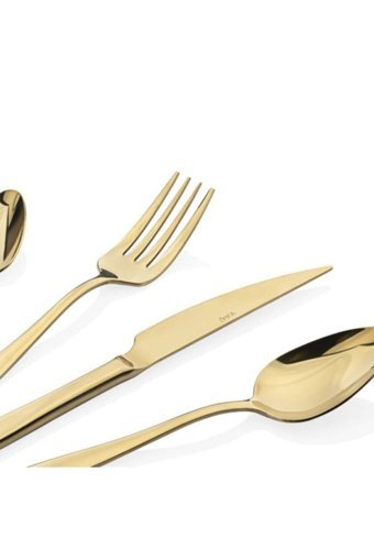 Taç 5137 Odion Sebla Parlak 36 Parça 6 Kişilik Çatal Kaşık Bıçak Takımı Gold