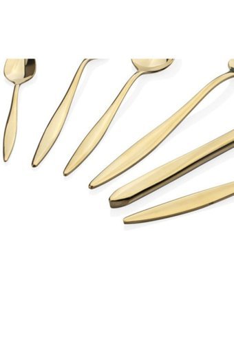 Taç 5137 Odion Sebla Parlak 36 Parça 6 Kişilik Çatal Kaşık Bıçak Takımı Gold