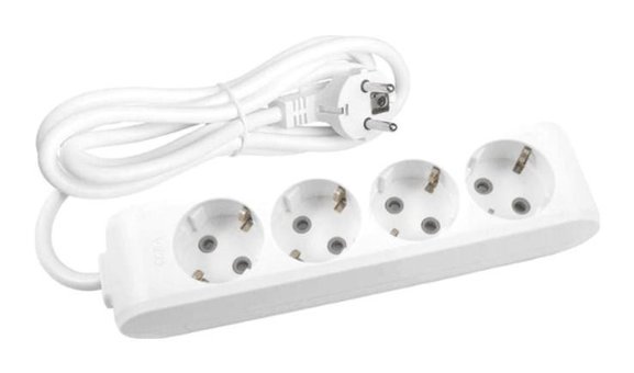 Avarson 3x1.5 TTR 3500 W Topraklı 4'lü 40 m Uzatma Kablosu Beyaz