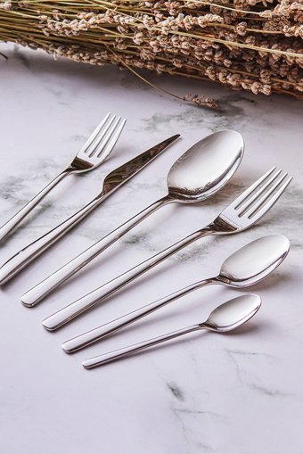 Emsan Elegance Bello Parlak Sandıklı 84 Parça 12 Kişilik Çatal Kaşık Bıçak Takımı Gümüş