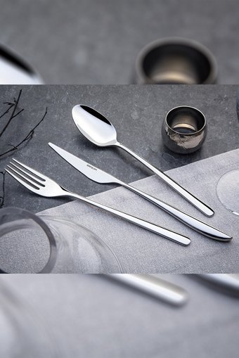 Emsan Elegance Bello Parlak Sandıklı 84 Parça 12 Kişilik Çatal Kaşık Bıçak Takımı Gümüş
