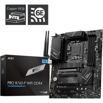 MSI Pro B760-P LGA 1700P Soket DDR4 Bellek 4000 Mhz PCIe 4.0 HDMI Wifi Overclock ATX Intel Uyumlu Anakart