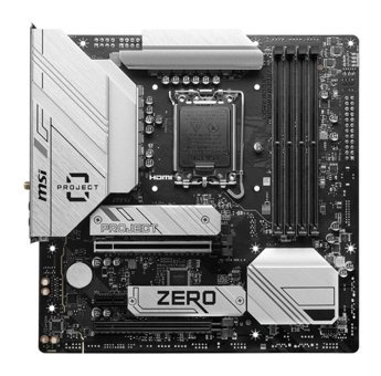 MSI Project Zero B760M LGA 1700 Soket DDR5 Bellek 7800 Mhz PCIe 4.0 HDMI Wifi Micro ATX Intel Uyumlu Anakart