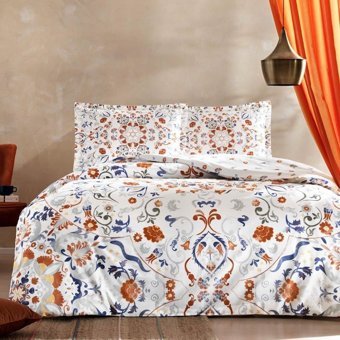 Taç Viola Saten 4 Mevsim 200 x 220 cm Çarşaflı Desenli Çift Kişilik Nevresim Takımı Çok Renkli