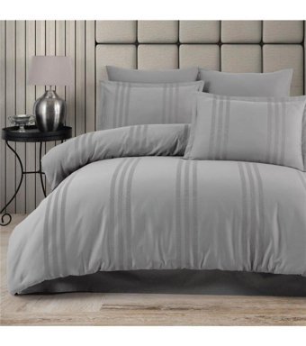 Clasy Melkor V3 Pamuklu 4 Mevsim 160 x 220 cm Çarşaflı Desenli Çift Kişilik Nevresim Takımı Gri