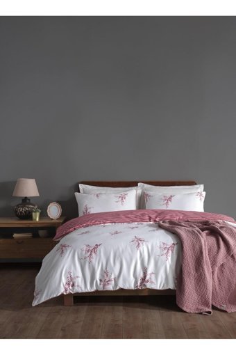 Bluenity Pinky Pamuklu 4 Mevsim 200 x 220 cm Çarşaflı Desenli Çift Kişilik Nevresim Takımı Çok Renkli