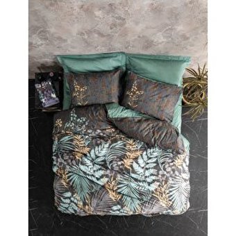 Cotton Box Clorasa Saten 4 Mevsim 200 x 220 cm Çarşaflı Desenli Çift Kişilik Nevresim Takımı Mint Yeşili
