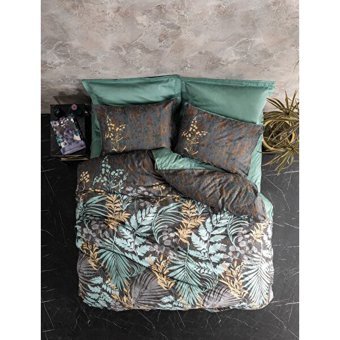 Cotton Box Clorasa Saten 4 Mevsim 200 x 220 cm Çarşaflı Desenli Çift Kişilik Nevresim Takımı Mint Yeşili