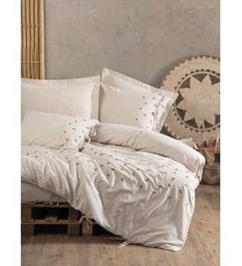 Cotton Box Arie Pamuklu 4 Mevsim 200 x 220 cm Çarşaflı Desenli Çift Kişilik Nevresim Takımı Beyaz