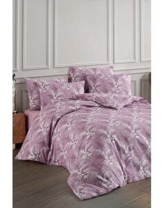 Çeyiz Diyarı Diego Pamuklu 4 Mevsim 200 x 220 cm Çarşaflı Desenli Çift Kişilik Nevresim Takımı Lila