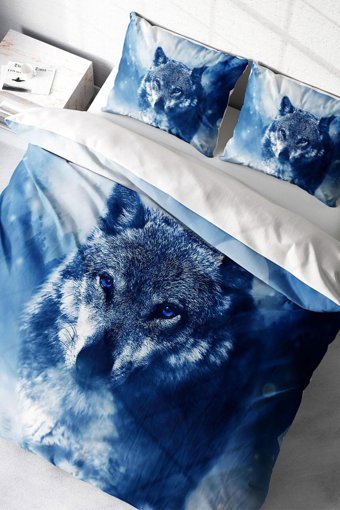 Monohome Lonely Wolf Naturel Pamuklu 4 Mevsim 200 x 220 cm Çarşaflı Desenli Çift Kişilik Nevresim Takımı Çok Renkli