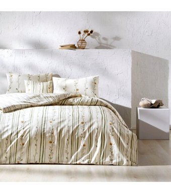 Taç Levi Ranforce 4 Mevsim 200 x 220 cm Çarşaflı Desenli Çift Kişilik Nevresim Takımı Krem