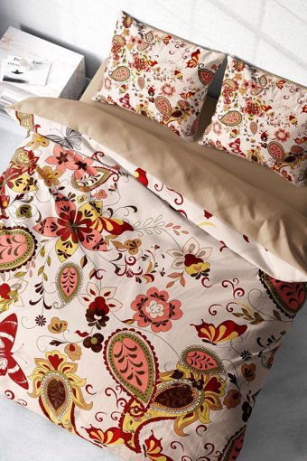 Monohome Indiano 3D Pamuklu 4 Mevsim 200 x 220 cm Çarşaflı Desenli Çift Kişilik Nevresim Takımı Çok Renkli