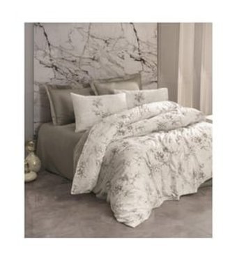 Cotton Box Florid Saten 4 Mevsim 200 x 220 cm Çarşaflı Desenli Çift Kişilik Nevresim Takımı Vizon