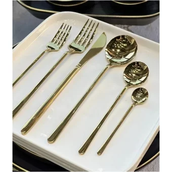 Arow Elegance Parlak 36 Parça 6 Kişilik Çatal Kaşık Bıçak Takımı Gold