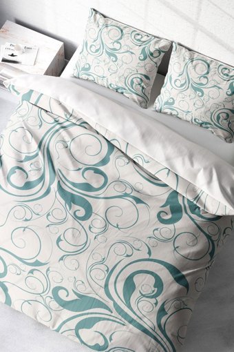 Monohome Twigs Klasik Pamuklu 4 Mevsim 200 x 220 cm Çarşaflı Desenli Çift Kişilik Nevresim Takımı Beyaz-Yeşil