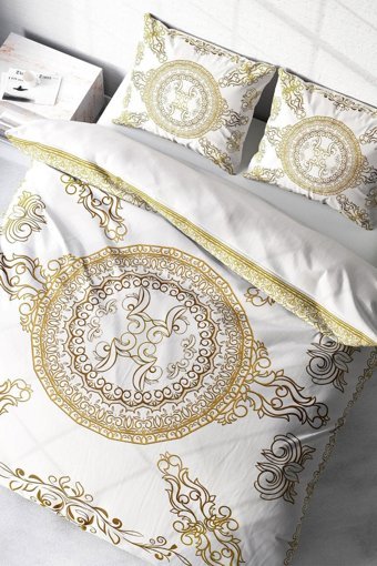 Monohome Gold Baraque Pamuklu 4 Mevsim 200 x 220 cm Çarşaflı Desenli Çift Kişilik Nevresim Takımı Altın