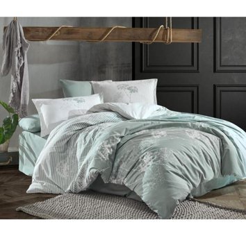 Clasy Luvi V1 Ranforce 4 Mevsim 200 x 220 cm Çarşaflı Desenli Çift Kişilik Nevresim Takımı Mint